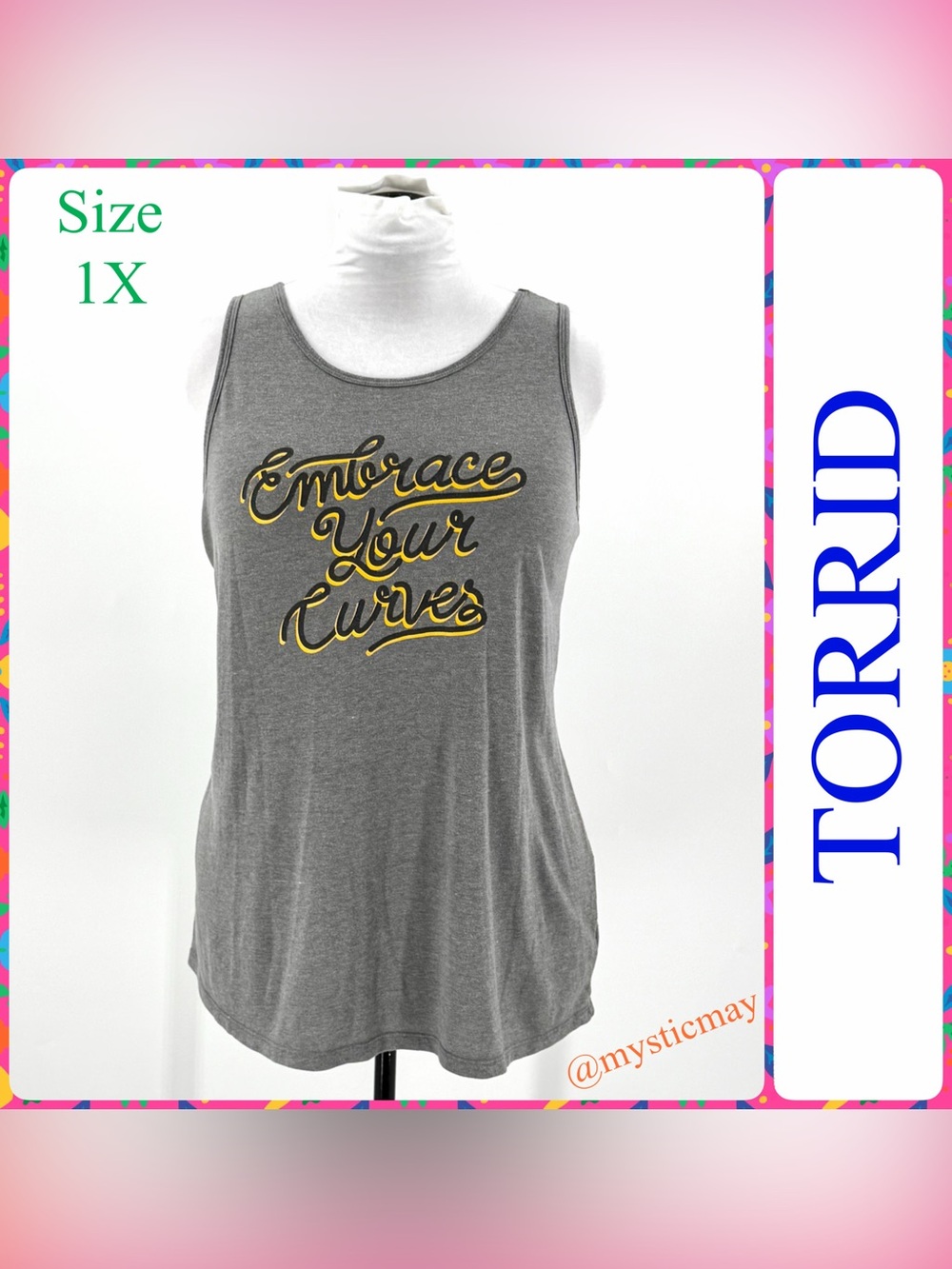 TORRID Heathered Gray EMBRACE YOUR CURVES Classic Fit Tank Top Tee Plus Size 1X